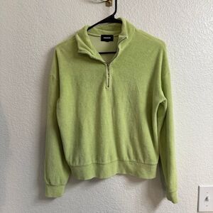 MONROW Terry Cloth Half Zip in Lettuce Size XS